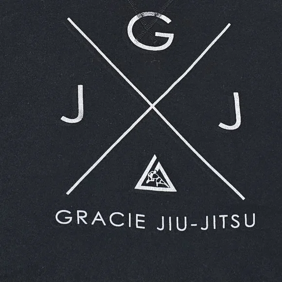 Gracie Jiu-Jitsu Hoodie XL Black Cross Logo Pullover Independent Trading Company - Picture 3 of 6